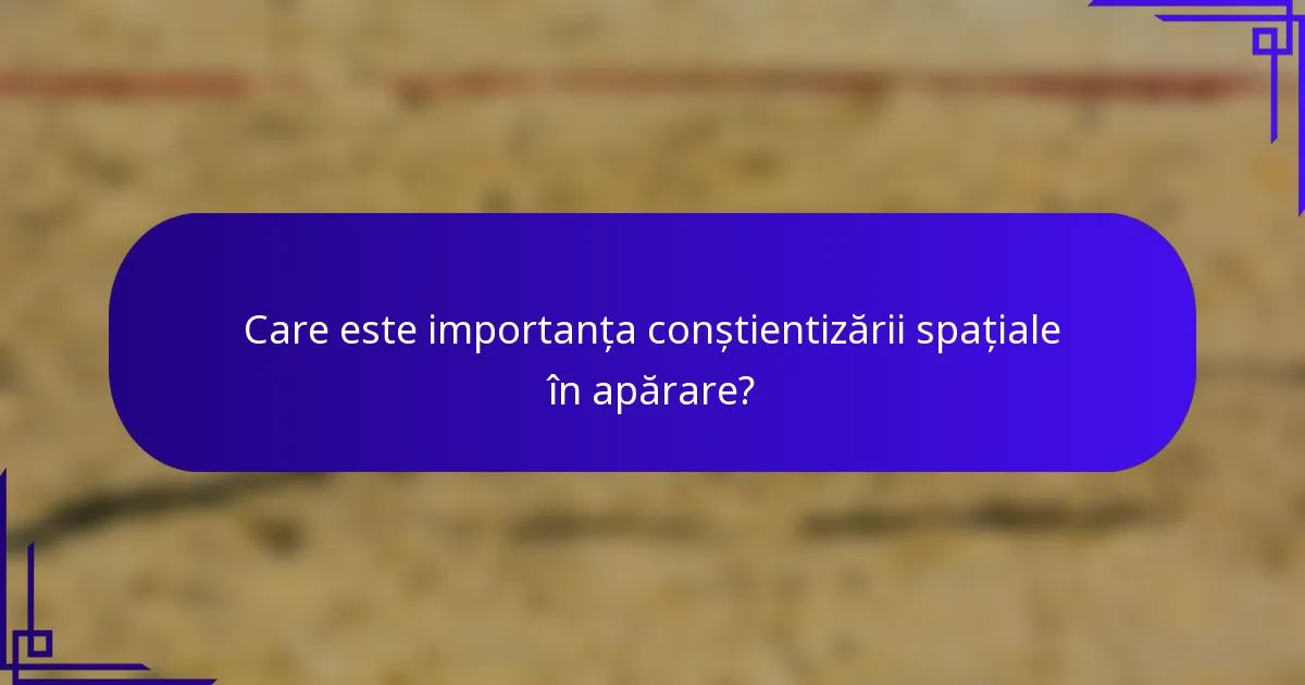 Care este importanța conștientizării spațiale în apărare?